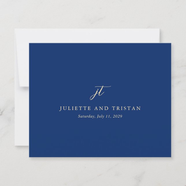 Classic Navy and Cream Wedding Thank You Card (Frente)