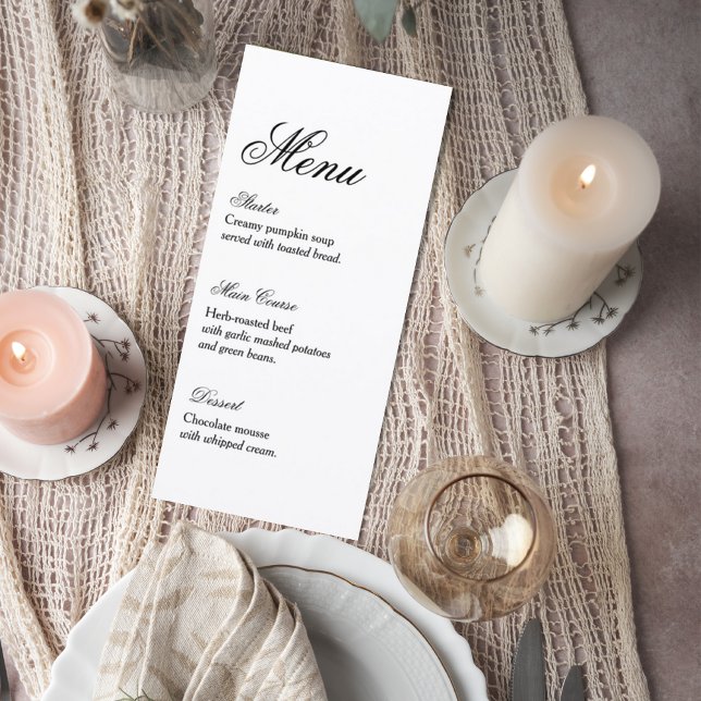 Classic Script Wedding Reception Menu (Criador carregado)