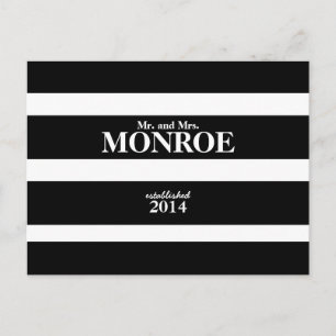 CLASSIC STRIPES WEDDING OBRIGADO AO CARTÃO POSTAL