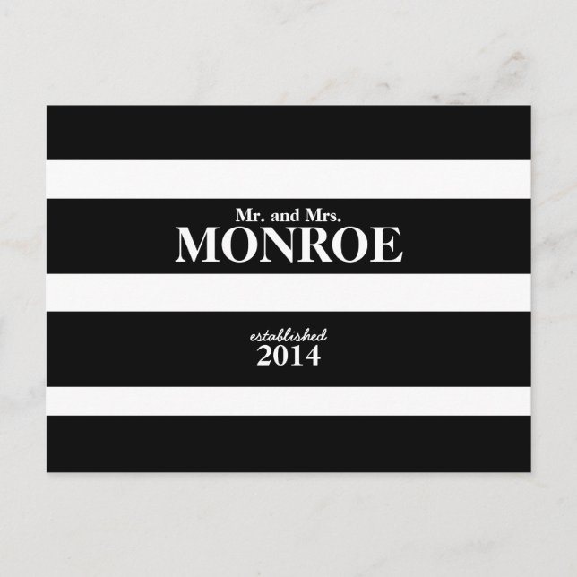 CLASSIC STRIPES WEDDING OBRIGADO AO CARTÃO POSTAL (Frente)