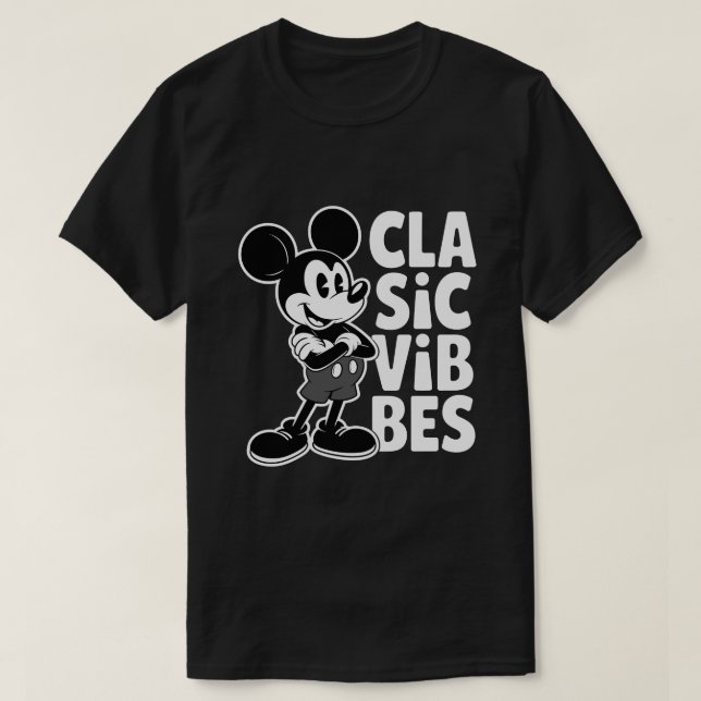 Classic Vibes Retro Cartoon Mouse T-Shirt Design,  (Frente do Design)