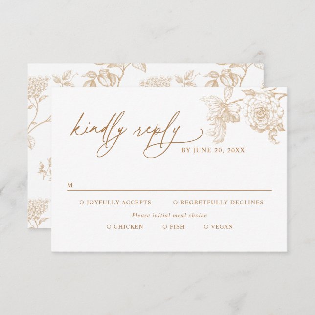 Classic Victorian Floral Meal Options Wedding RSVP (Frente/Verso)