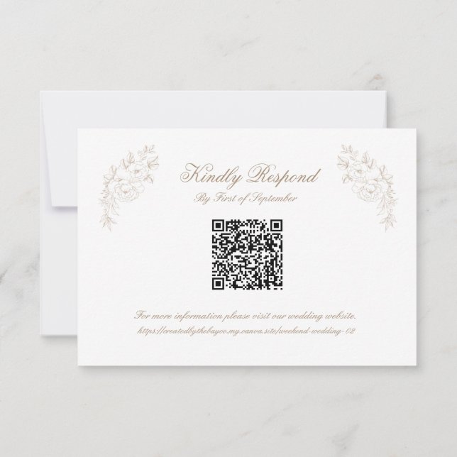 Classic Wedding Monogram Crest QR code RSVP Card (Verso)