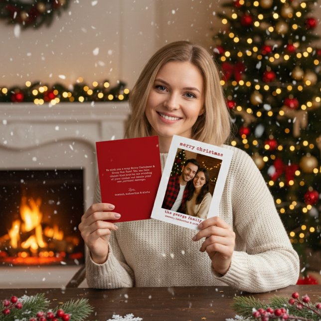 Classic White Festive Photo Collage Christmas Card (Criador carregado)