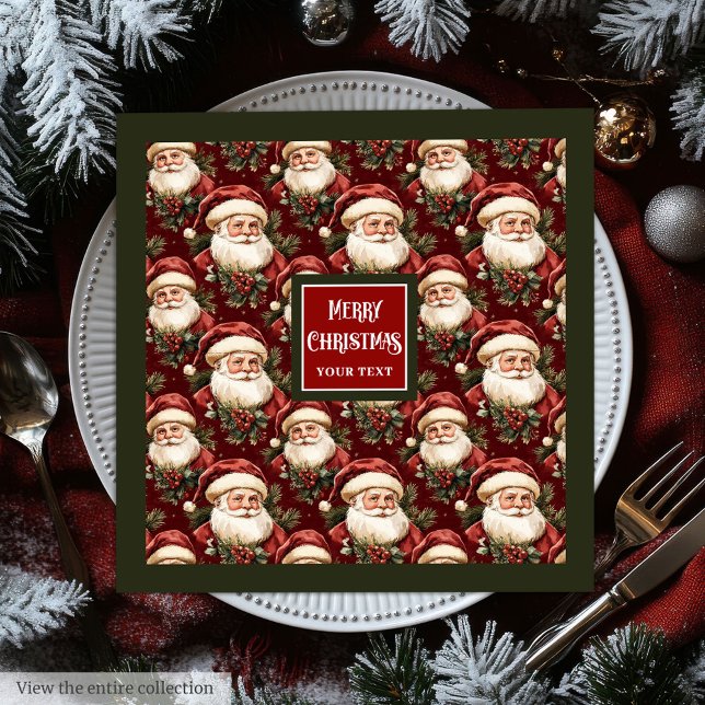 Clássica aquarela Santa Claus guardanapos de Natal (Classic watercolor Santa Claus Christmas napkins)