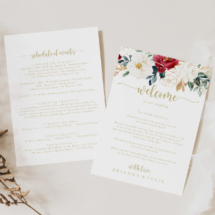 Clássica Carta de Boas-vindas do Casamento Floral 