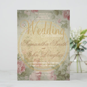 Clássica Elegante Vintage Rosas Rosa Watercolor