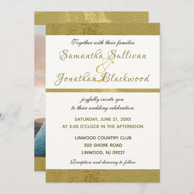 Clássica Moderna Caligrafia Foto Convite para Casa (Frente/Verso)