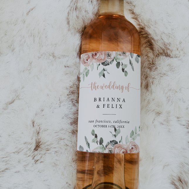 Clássica Rosa Rosa Rosa Rosa Floral Rótulos de Vin (Criador carregado)