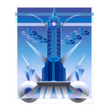 Clássico Art Deco City Building Poster