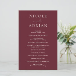 Clássico Burgundy Elegant Wedding Program