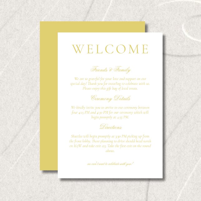 Clássico Cartão de Boas-Vindas de Casamento Minima (Classic Chartreuse Minimalist Wedding Welcome Program)