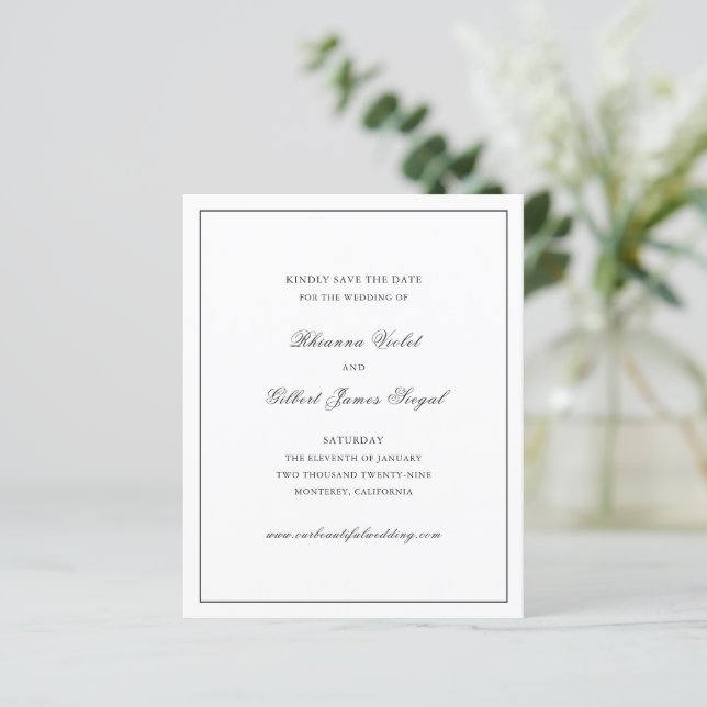 Clássico Casamento Simples Preto e Branco Economiz (Em pé/Frente)