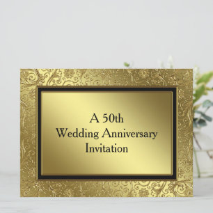 Clássico Convite de Aniversário de Bodas de Ouro 6