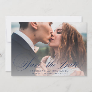 Clássico convite de casamento com foto e caligrafi