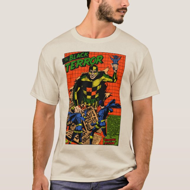 Clássico da década de 1940 O T-Shirt Terror Negro (Frente)