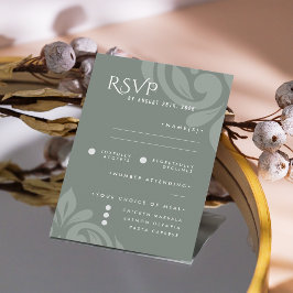 Clássico Damask Earthy Sage Foto de Casamento RSVP