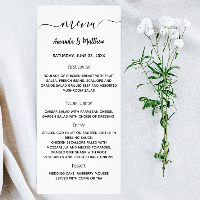 Clássico de casamento preto branco de menu (Criador carregado)