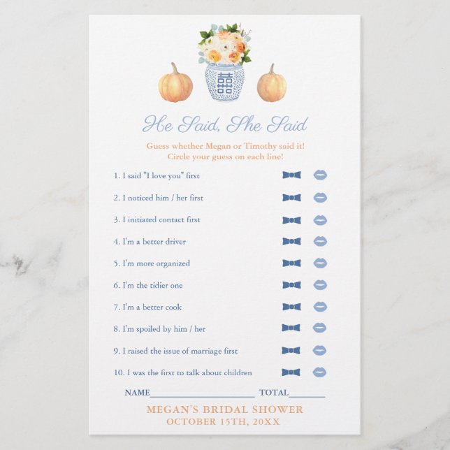 Clássico Ele Disse Que Ela Disse Cartão De Jogo De (Frente)