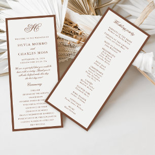 Clássico Elegante Brown & Ecru Wedding Program