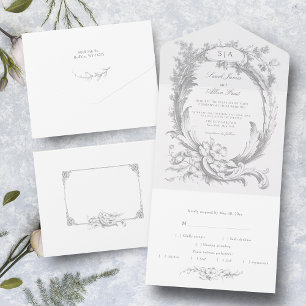 Clássico Elegante francês Rococo Floral