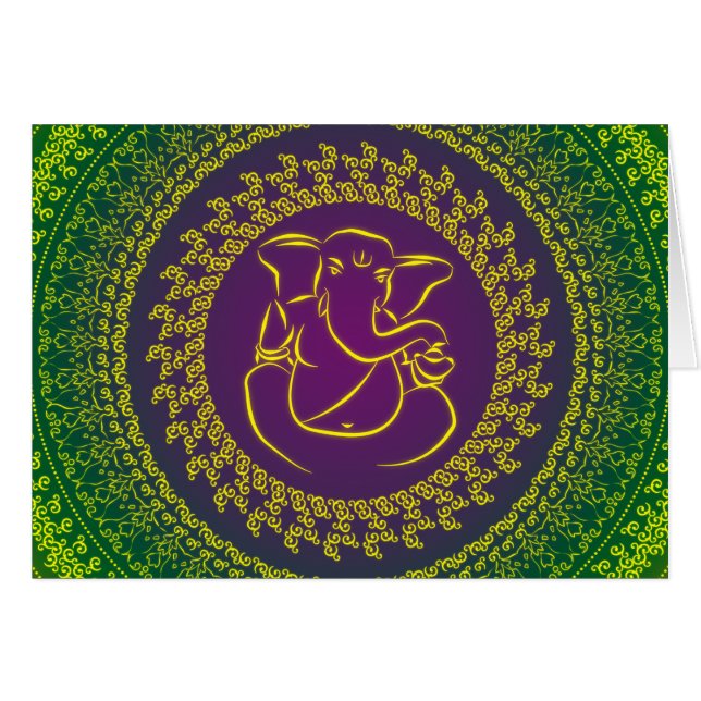 Clássico Elegante Ganesh/ Cartão de Deus Indiano (Frente Horizontal)