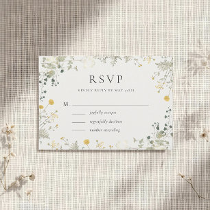 Clássico Elegante RSVP de Casamento com Flores Sil