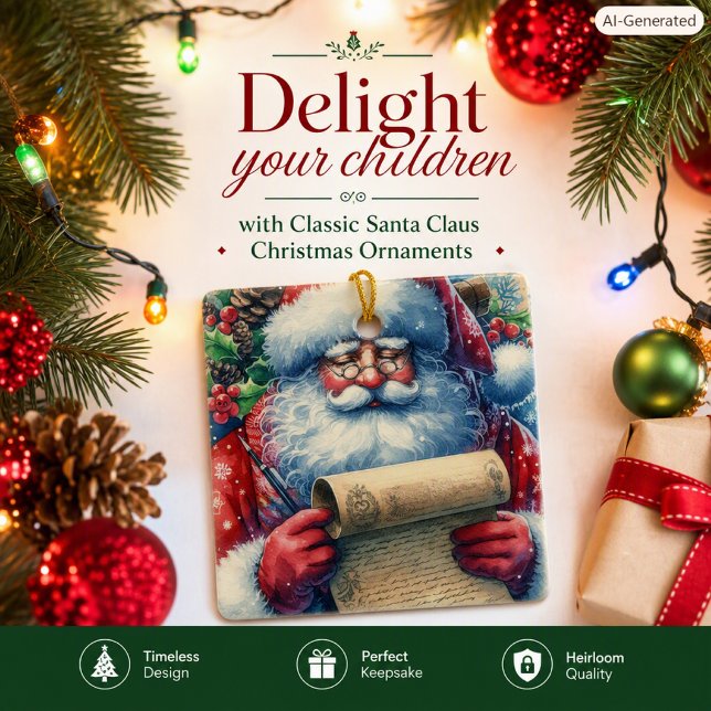 Clássico enfeite de Natal em cerâmica do Papai Noe (Criador carregado)