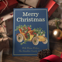 Clássico Estilo Vintage Carro MistletoNatal Dourad