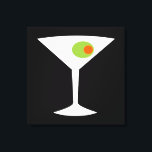 Clássico Filme Martini - Canvas estendida (maior)<br><div class="desc">Este filme clássico Martini Stretch Canvas (preto) apresenta um fundo preto e a imagem de uma silhueta branca de um vidro martini. Dentro o copo é uma azeitona verde gloriosa com um colorau laranja. Esta é uma peça divertida de arte em parede para todos que desejavam ser personagem de um...</div>