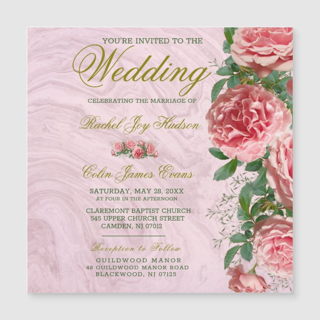 Clássico Floral Blush Greenery Invititation (Frente)