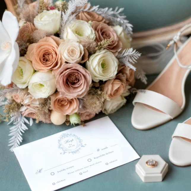 Clássico Floral Crest RSVP Meal Choice Card (Criador carregado)