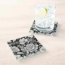 Clássico Floral Preto e Branco Vintage