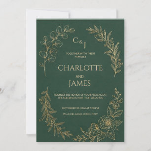 Clássico Luxo   Convite de Casamento Verde Oliva E