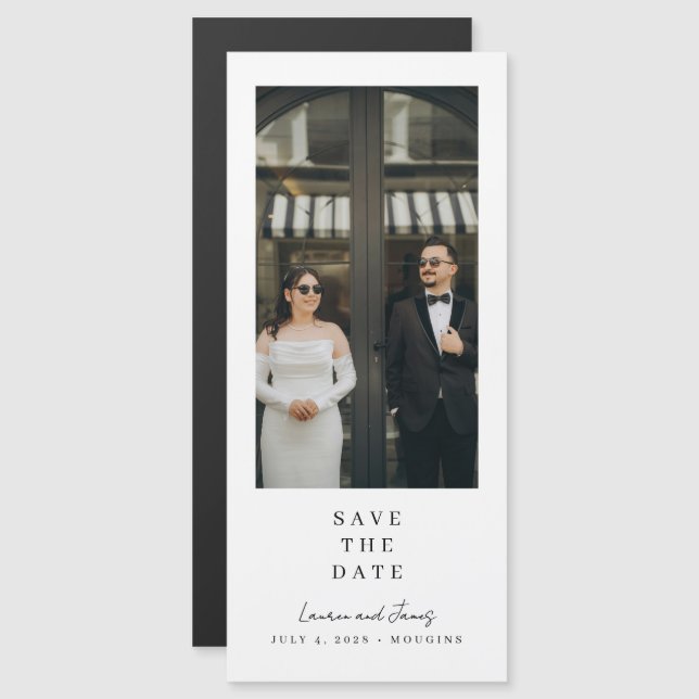 Clássico Moderno Magnético Casamento Save The Date (Frente/Verso)