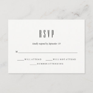 Clássico moderno   RSVP Wedding preto e branco