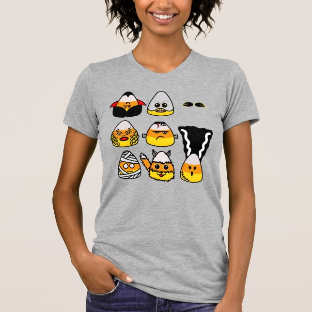 Clássico Monstros de Hollywood Candy Corn T-Shirt (Frente)