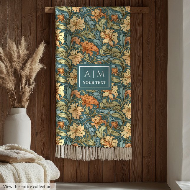 Clássico Morris inspirou cobertor botânico pastel (Classic Morris inspired pastel botanical blanket)