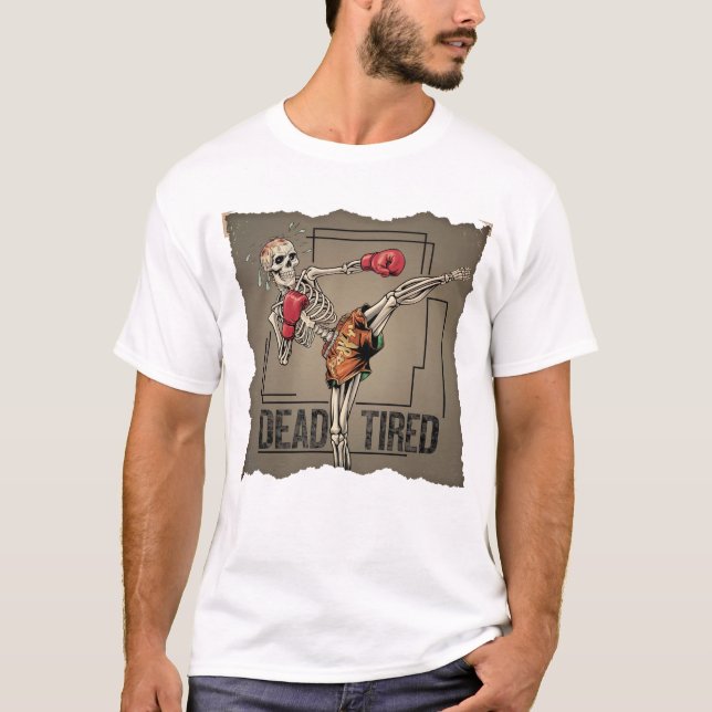 Clássico Muay Thai Skeleton Fighter T-Shirt (Frente)