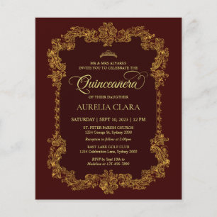 Clássico Orçamento Elegante Quinceanera Vermelho D