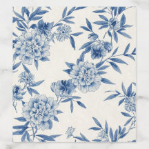 Clássico Padrão de Toile Floral Azul em Aquarela B