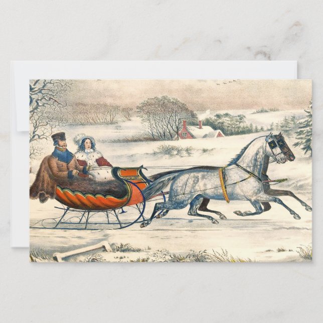 Clássico Passeio de Trenó de 1853 Currier Ives Est (Frente)