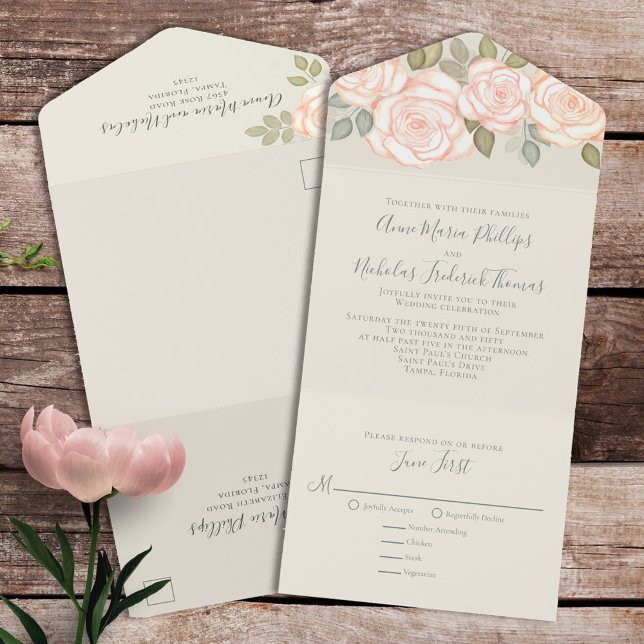 Clássico RSVP Meal Choice Blush Floral Sage Green (Criador carregado)