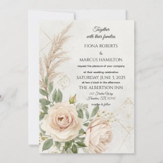 Clássico Rustic Boho - Rosa de Casamento Convite