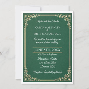Clássico Verde! Convite de casamento simplista