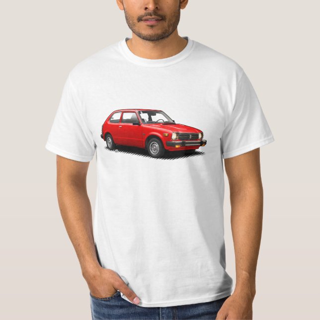 Clássico vermelho 1979 cívico no t-shirt branco (Frente)