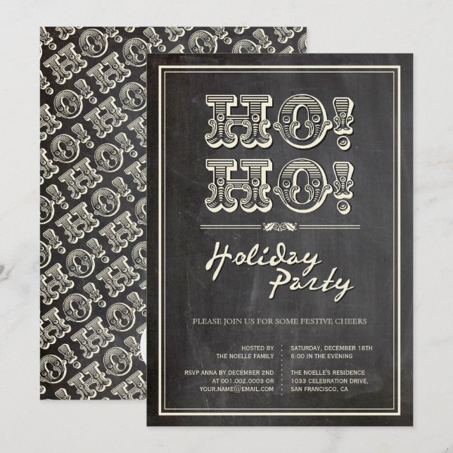 Clássico Vintage HO! Hei! Convite para Férias (Frente/Verso)