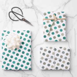 Clássico White Teal & Silver Bolinhas Moderno Xmas