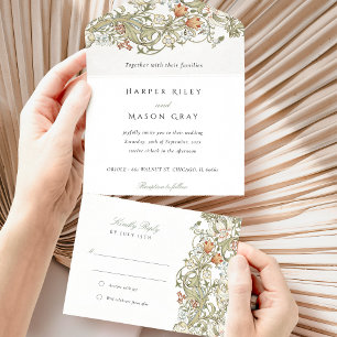 Clássico William Morris Tear-Away RSVP Casamento
