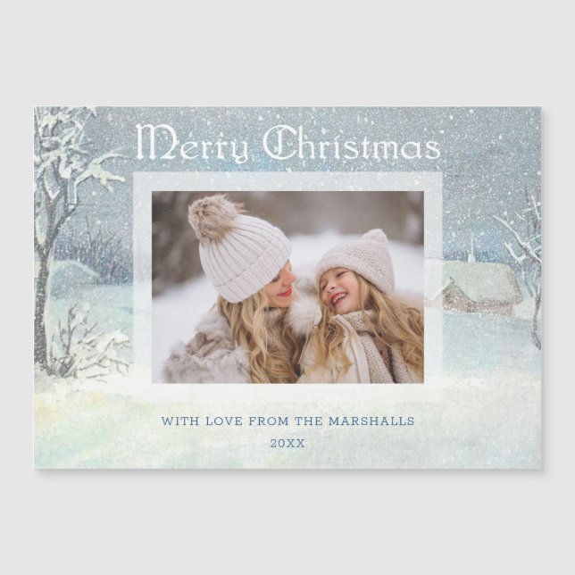 Clássico Winter Merry Christmas Snow Photo (Frente)